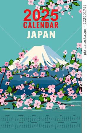 Monthly 2025 Calendar poster mount Fuji Japan Monthly 2025 Calendar poster mount Fuji Japan 122901732