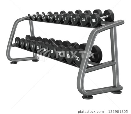 Gym Dumbbell rack, a stand for weightlifting gym equipment 122901805