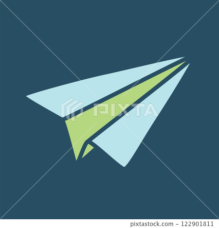 Doodle Paper Airplane icon hand drawn with thin line and colorful blob 122901811