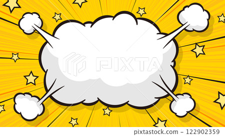 16:9 frame background material: Vector illustration of an American comic book style exploded cloud-shaped speech bubble 122902359