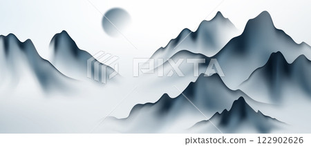Modern design vector illustration of beautiful Chinese ink landscape painting. 122902626