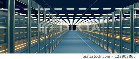 Servers. Server data center. Backup, hosting, mainframe, farm and computer rack with storage information. 3d render 122902863