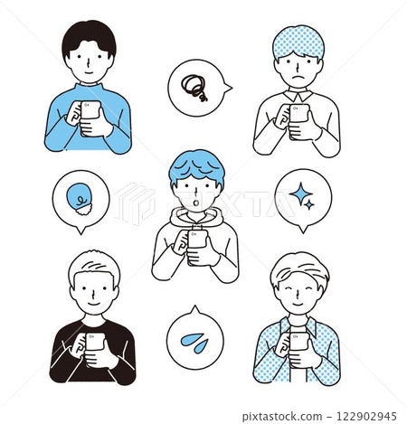 Illustration set of a man using a smartphone 122902945
