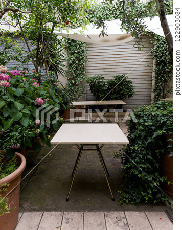 Cozy table with plants 122903084