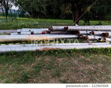 Replacement city old rusty pipes 122903089