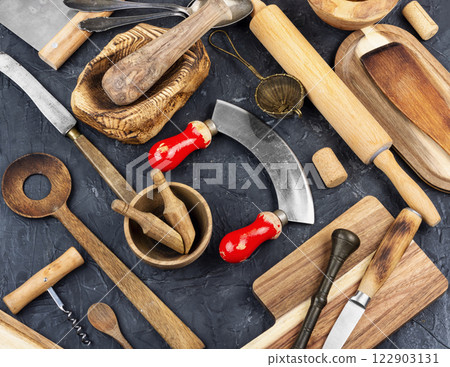 Various wooden utensils. Various wooden utensils. 122903131