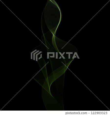 Green background with elegant waves on a black background. Wallpaper design, advertising layout, banner, poster, presentation template. Eps 10 122903323