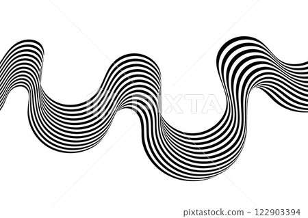 Black on white abstract dots line wave. Stripes with 3d. Isolated on white. Eps 10 122903394