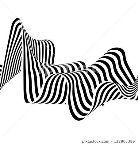 Black on white abstract perspective line stripes with 3d dimensional effect isolated on white. Eps 10 Black on white abstract perspective line stripes with 3d dimensional effect isolated on white. Eps 10 122903399