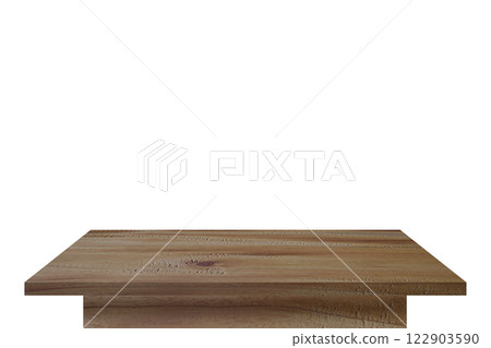 Close-up empty wooden plank table top on vintage style 122903590