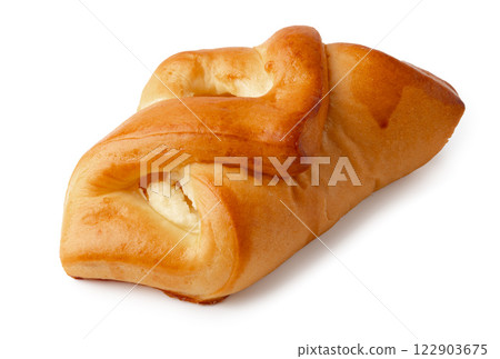 Freshly baked pastry filled with creamy cheese, served warm at a bakery in the morning 122903675