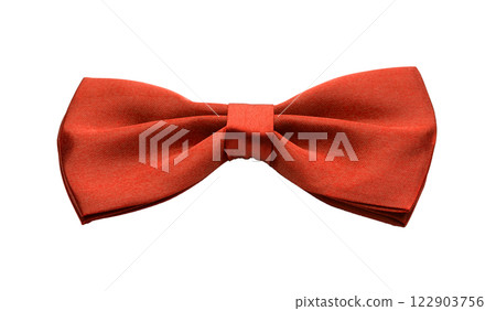 Red satin bow tie, formal dress code necktie accessory 122903756