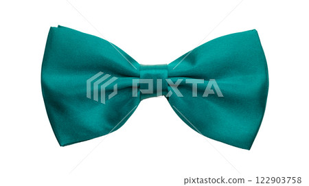 Green teal satin bow tie, formal dress code necktie accessory 122903758