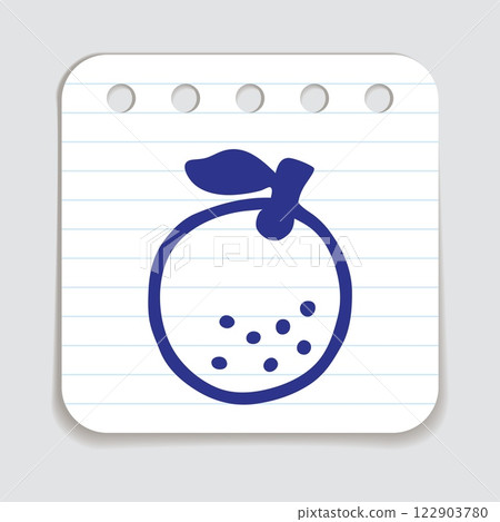 Citrus orange or lemon doodle icon hand drawn with blue pen on a notepaper Citrus orange or lemon doodle icon hand drawn with blue pen on a notepaper 122903780