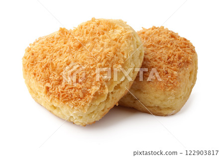 Heart-shaped baked goods with a golden brown crust and a light texture ready for any celebration Heart-shaped baked goods with a golden brown crust and a light texture ready for any celebration 122903817