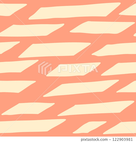 Abstract geometric seamless pattern vector illustration. Hand drawn light beige irregular shapes on warm peach background. Modern simple repeat tile design. Decorative backdrop texture for textile Abstract geometric seamless pattern vector illustration. Hand drawn light beige irregular shapes on warm peach background. Modern simple repeat tile design. Decorative backdrop texture for textile 122903981