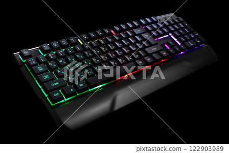 Gaming keyboard with RGB light on black 122903989