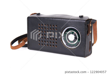 Vintage radio reciever on white 122904057