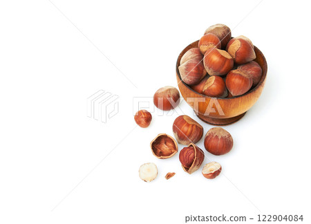 Hazelnut on a white background 122904084