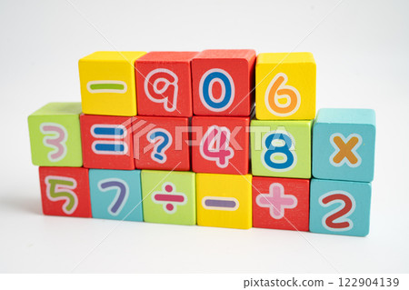 Math number colorful on white background, education study mathematics learning teach. Math number colorful on white background, education study mathematics learning teach. 122904139