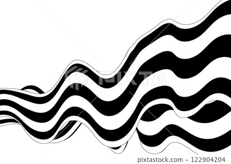 Black white zebra background. Wave psychedelic pattern in dynamics. Monochrome dynamic wallpaper. 122904204