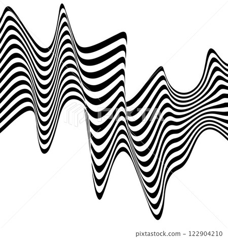 Black on white abstract perspective line wave stripes with 3d dimensional effect isolated on white. Eps 10 Black on white abstract perspective line wave stripes with 3d dimensional effect isolated on white. Eps 10 122904210