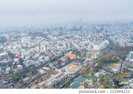 Snowy Nagoya city, view from Higashiyama Sky Tower (Nagoya, Aichi Prefecture) 122904222