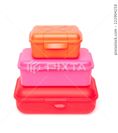 Set of plastic lunch boxes 122904258
