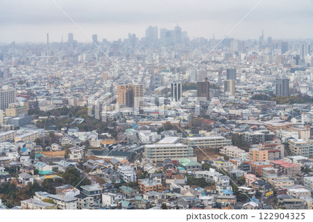 Snowy Nagoya city, view from Higashiyama Sky Tower (Nagoya, Aichi Prefecture) 122904325