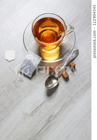 Cup of Tea on a light wooden background 122904345