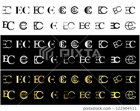 Big set of Alphabet letters monogram icon logo EC. vector illustration 122904511