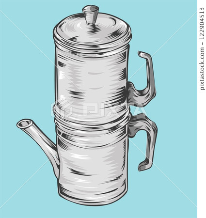 Neapolitan flip coffee pot hand drawn. vector illustration 122904513