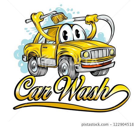Yellow car wash cartoon. vector illustration Yellow car wash cartoon. vector illustration 122904518