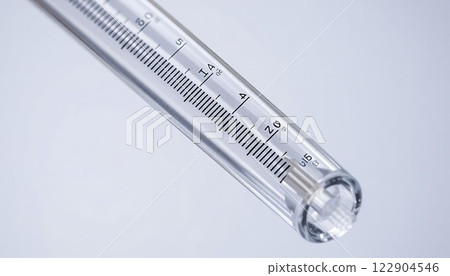 close up of a transparent glass flask with a drop 122904546