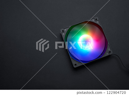 Cooler computer fan on black 122904720