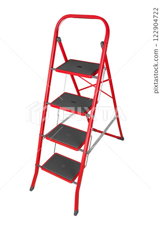 Red Ladder on white background 122904722