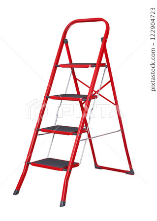 Red Ladder on white background 122904723