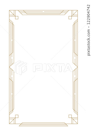 Vintage gold vector frame with art deco geometric decoration, embracing a white circle on a white background 122904742