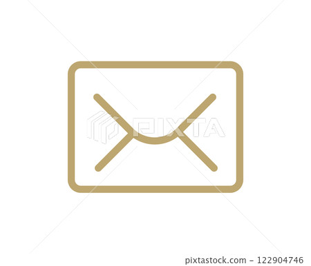 golden vector envelope icon closed letter mail representing nostalgic postal communication, embodying traditional messaging and classic correspondence design 122904746