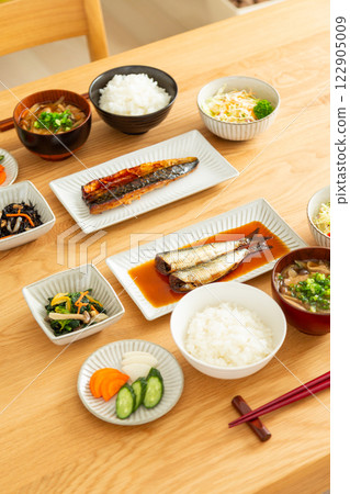 Dining table with Japanese breakfast Dining table with Japanese breakfast 122905009