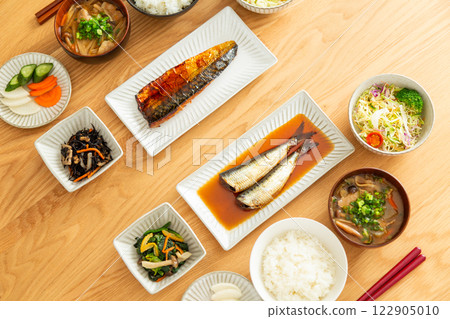 Dining table with Japanese breakfast Dining table with Japanese breakfast 122905010