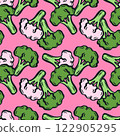 Broccoli seamless pattern vector illustration. 122905295