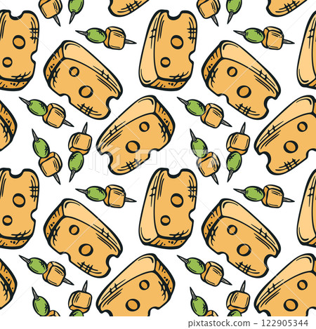 Cheese seamless pattern vector illustration. 122905344