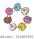 Donut colorful frame vector illustration. 122905345