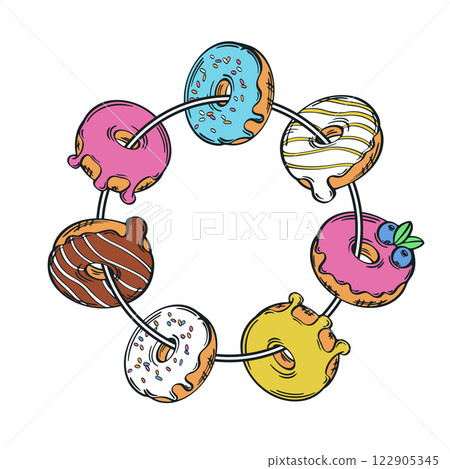 Donut colorful frame vector illustration. 122905345
