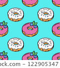 Donut colorful seamless pattern vector illustration. 122905347