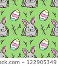Easter bunny and egg seamless pattern vector illustration. 122905349