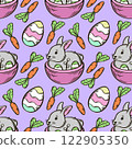 Easter bunny and egg seamless pattern vector illustration. 122905350