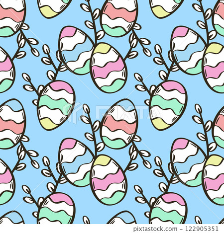Easter egg seamless pattern vector illustration. 122905351