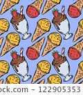 Ice cream seamless pattern vector illustration. 122905353
